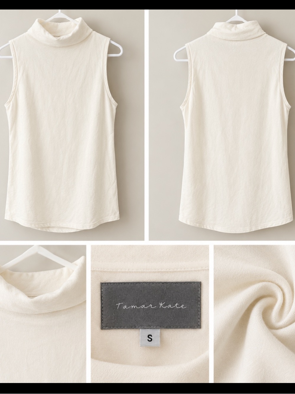 Women's Sleeveless Turtleneck Top in Cream